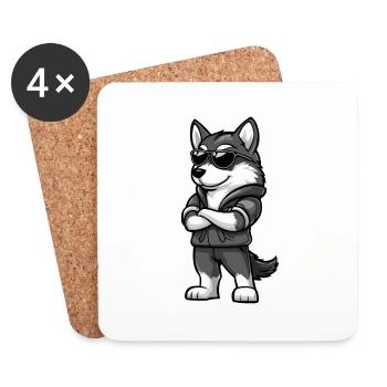 Husky Chien Cool - Dessous de verre (lot de 4) - blanc - Devant