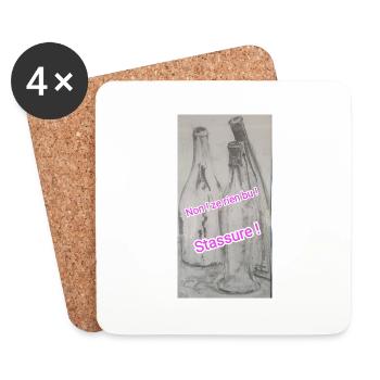 Humour, bouteille alcool vide, idée cadeau - Dessous de verre (lot de 4) - blanc - Devant