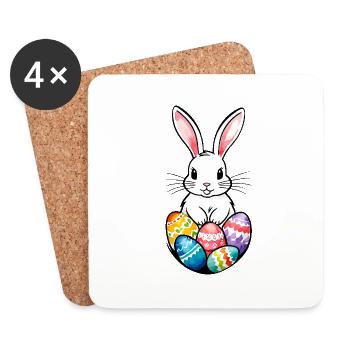Osterhase Ostern Wasserfarben - Untersetzer (4er-Set) - Weiß - Vorne