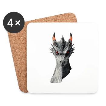 Drachen - Untersetzer (4er-Set) - Weiß - Vorne