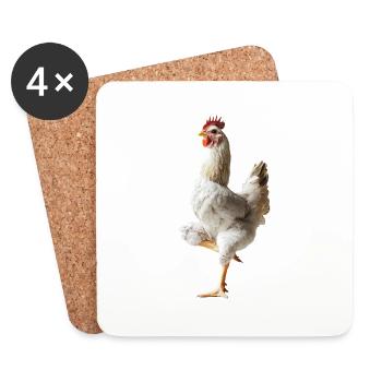 Huhn - Untersetzer (4er-Set) - Weiß - Vorne