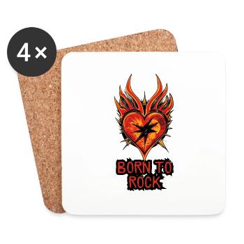 Born To Rock Herz - Untersetzer (4er-Set) - Weiß - Vorne