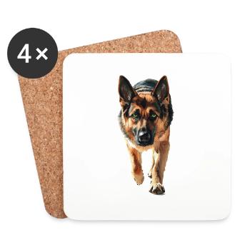 Deutscher Schäferhund - Untersetzer (4er-Set) - Weiß - Vorne