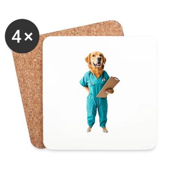 Hund - Untersetzer (4er-Set) - Weiß - Vorne