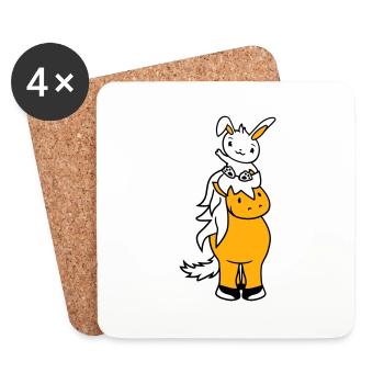 Bunny Horse Riding Rider Pony Horse Waving Cute - Coasters (set of 4) - white - Front