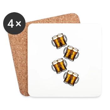 Bierkrug Bier Anstoßen - Untersetzer (4er-Set) - Weiß - Vorne