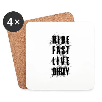 RIDE FAST LIVE DIRTY – MOUNTAINBIKE - MOTOCROSS - Untersetzer (4er-Set) - Weiß - Vorne