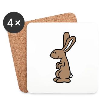 Hase Kaninchen Häschen Cartoon Kleintier niedlich - Untersetzer (4er-Set) - Weiß - Vorne