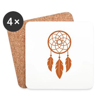 Capteur de rêves spirituel – Design minimaliste - Dessous de verre (lot de 4) - blanc - Devant