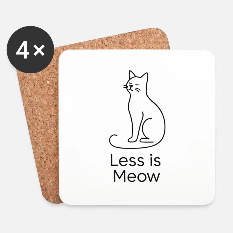 Less is Meow – Minimalistische Katze mit Stil - Untersetzer (4er-Set) - Weiß