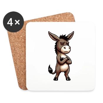 Donkey Donkey Donkey Holder Muli Long-Eared Donkey Muli - Coasters (set of 4) - white - Front