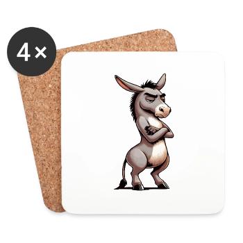 Donkey Donkey Donkey Holder Muli Long-Eared Donkey Muli - Coasters (set of 4) - white - Front