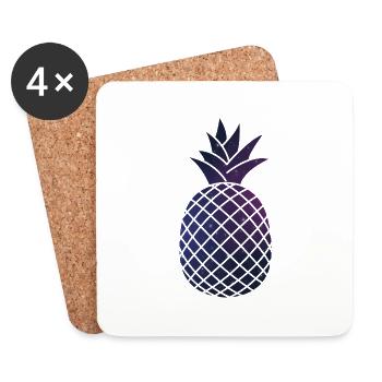 Weltraum Ananas - Untersetzer (4er-Set) - Weiß - Vorne