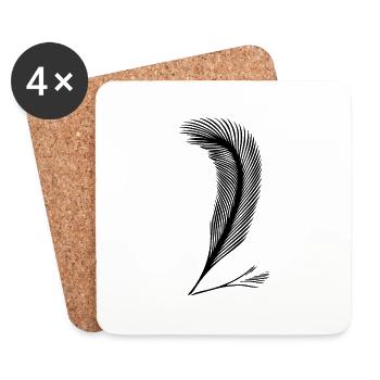 Feather handwriting as an expression of character - Coasters (set of 4) - white - Front
