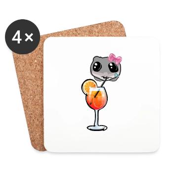 Hamster,Cocktail,illustration,sad hamster - Untersetzer (4er-Set) - Weiß - Vorne