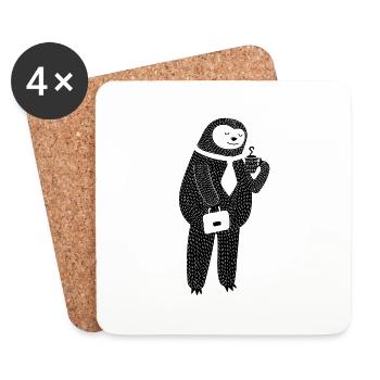 Café paresseux - Dessous de verre (lot de 4) - blanc - Devant