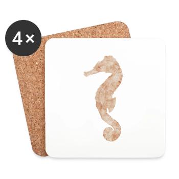 Hippocampe - Dessous de verre (lot de 4) - blanc - Devant