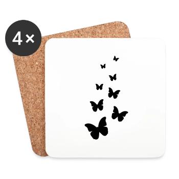 Schmetterlinge fliegen - Untersetzer (4er-Set) - Weiß - Vorne