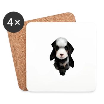 Face Puppies - Coasters (set of 4) - white - Front