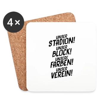 UNSER STADION! UNSER BLOCK! UNSERE FARBEN! - Untersetzer (4er-Set) - Weiß - Vorne