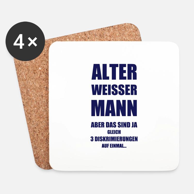 Design "Alter weißer Mann" - 3 Diskriminierungen - Untersetzer (4er-Set) - Weiß