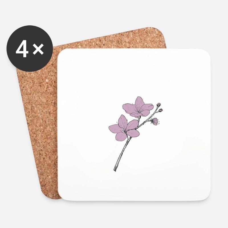 Kirschblüte - Untersetzer (4er-Set) - Weiß