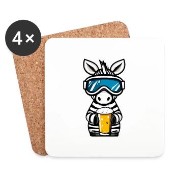 Zebra Ski Beer - Coasters (set of 4) - white - Front