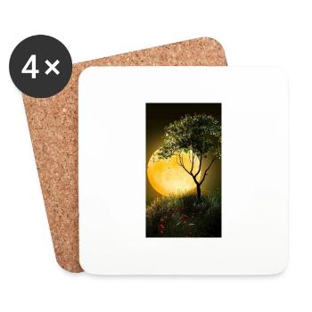 Paysage avec lune - Dessous de verre (lot de 4) - blanc - Devant