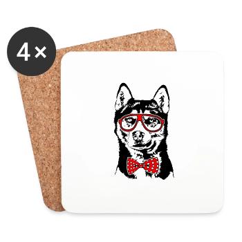 Drôle siberian HUSKY Lunettes Chien Chien Wilsigns - Dessous de verre (lot de 4) - blanc - Devant
