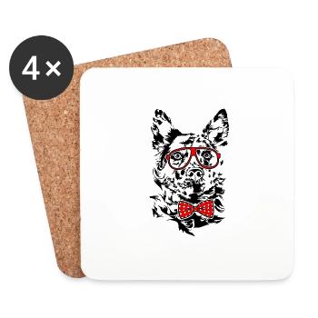 Ungarischer MUDI Brille Hunde Hund Wilsigns - Untersetzer (4er-Set) - Weiß - Vorne