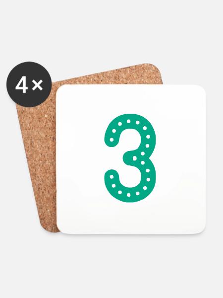 3 JAHRE. 3. JAHRESTAG. GEBURTSTAG 3 JAHRE. 3 - Untersetzer (4er-Set) - Weiß