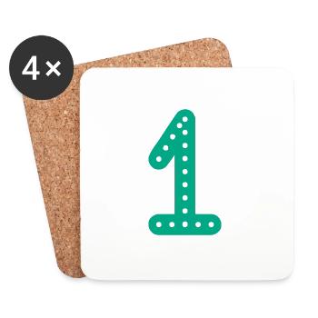 1 YEAR. 1st BIRTHDAY. ANNIVERSARY 1 YEAR.1 - Coasters (set of 4) - white - Front