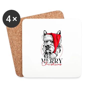 Santa BERGER PICARD Merry Christmas Hunde Wilsigns - Untersetzer (4er-Set) - Weiß - Vorne