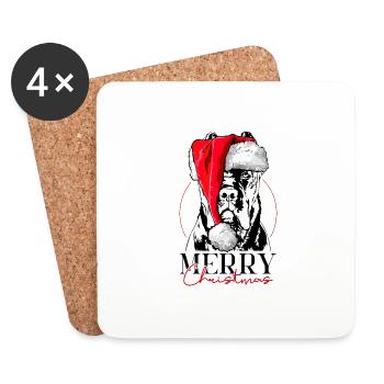 Santa CANE CORSO Joyeux Noël Chien Wilsigns - Dessous de verre (lot de 4) - blanc - Devant