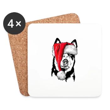 Père Noël Australian Cattle Dog Christmas Dogs - Dessous de verre (lot de 4) - blanc - Devant