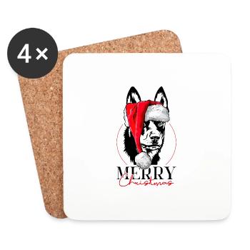 Santa Australian Kelpie Merry Christmas Wilsigns - Untersetzer (4er-Set) - Weiß - Vorne