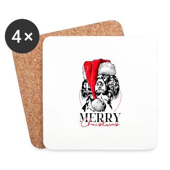 Santa Kleiner Münsterländer Merry Christmas Hunde - Untersetzer (4er-Set) - Weiß - Vorne
