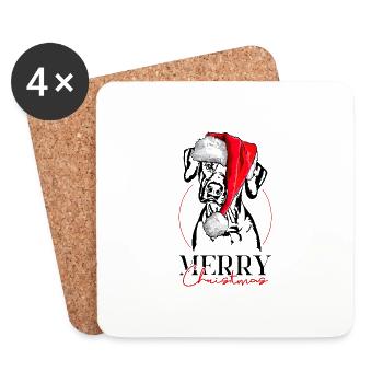 Père Noël Rhodesian Ridgeback joyeux Noël Wilsigns - Dessous de verre (lot de 4) - blanc - Devant