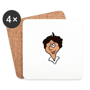 Comic Happy Women's Face - Coasters (set of 4) - white - Front