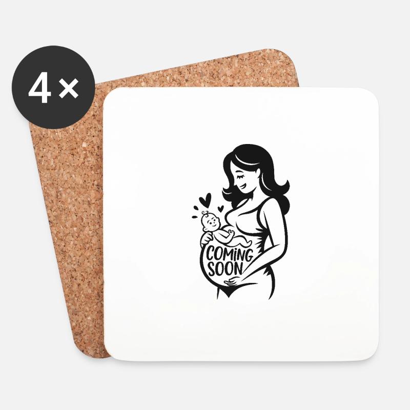 Coming Soon Baby Schwanger Schwangerschaft - Untersetzer (4er-Set) - Weiß