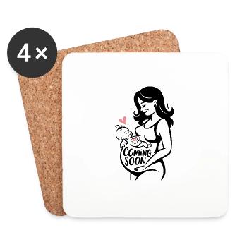 Coming Soon Baby Schwanger Schwangerschaft - Untersetzer (4er-Set) - Weiß - Vorne
