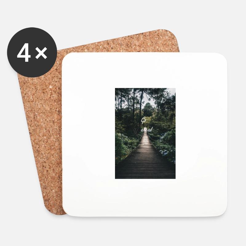 Brücke im Wald - Untersetzer (4er-Set) - Weiß