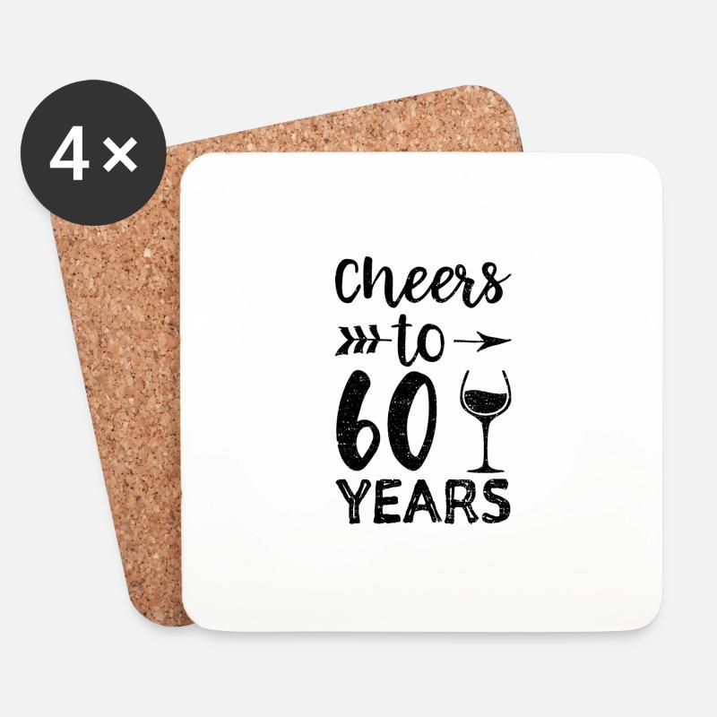 Cheers To 60 Years - 60. Geburtstag - Untersetzer (4er-Set) - Weiß