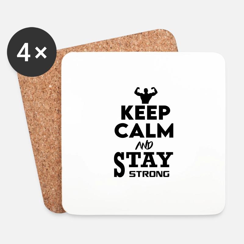 Keep Calm Stay strong Durchhalten Bodybuilder - Untersetzer (4er-Set) - Weiß