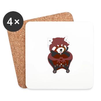 Panda roux - Dessous de verre (lot de 4) - blanc - Devant