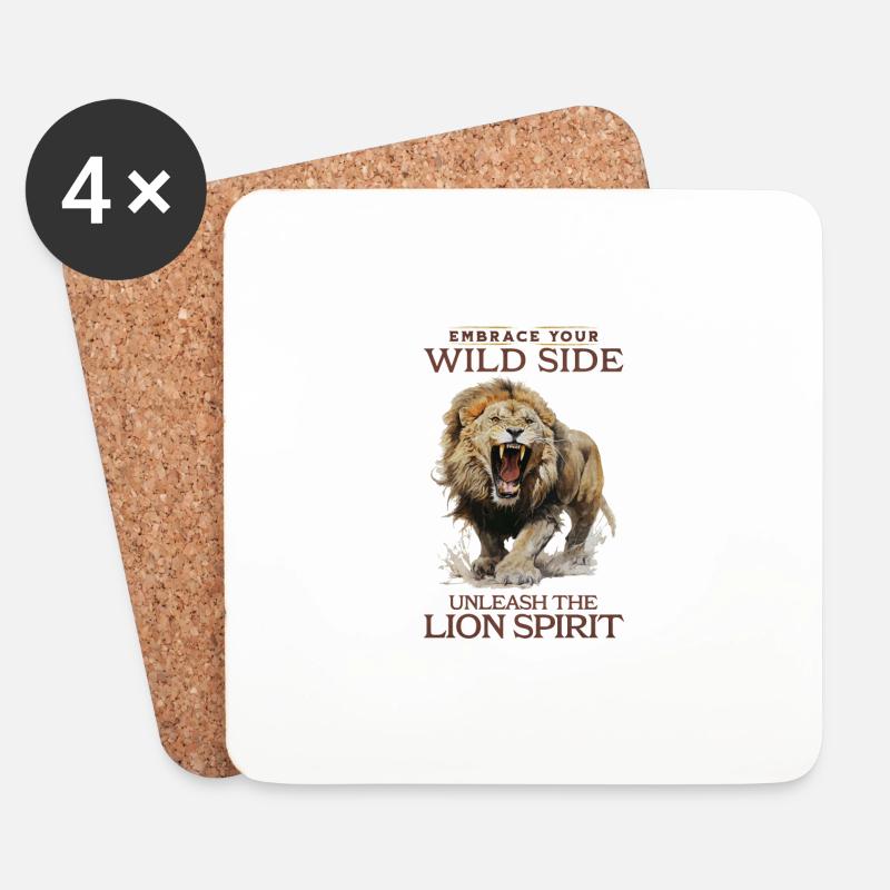 Löwe Löwenkopf Stark Wild Stolz Mutig Königlich - Untersetzer (4er-Set) - Weiß