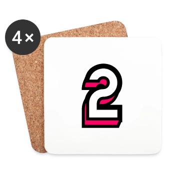 2. 2 ANS. 2e ANNIVERSAIRE. ANNIVERSAIRE 2 ANS. - Dessous de verre (lot de 4) - blanc - Devant