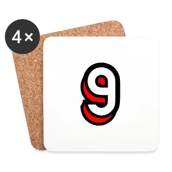 9 ANS. 9e ANNIVERSAIRE. ANNIVERSAIRE 9 ANS. 9 - Dessous de verre (lot de 4) - blanc - Devant