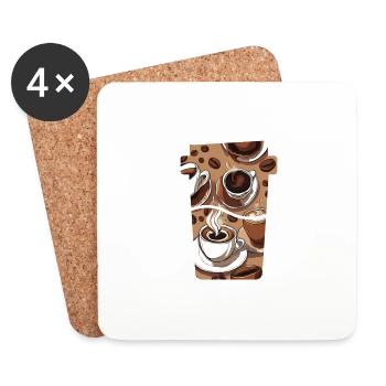 Un café réconfortant - Dessous de verre (lot de 4) - blanc - Devant