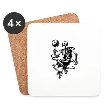Halloween skeletons playing basketball - Coasters (set of 4) - white - Front